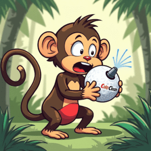 Monkey trying to use Culoclean travel bidet
